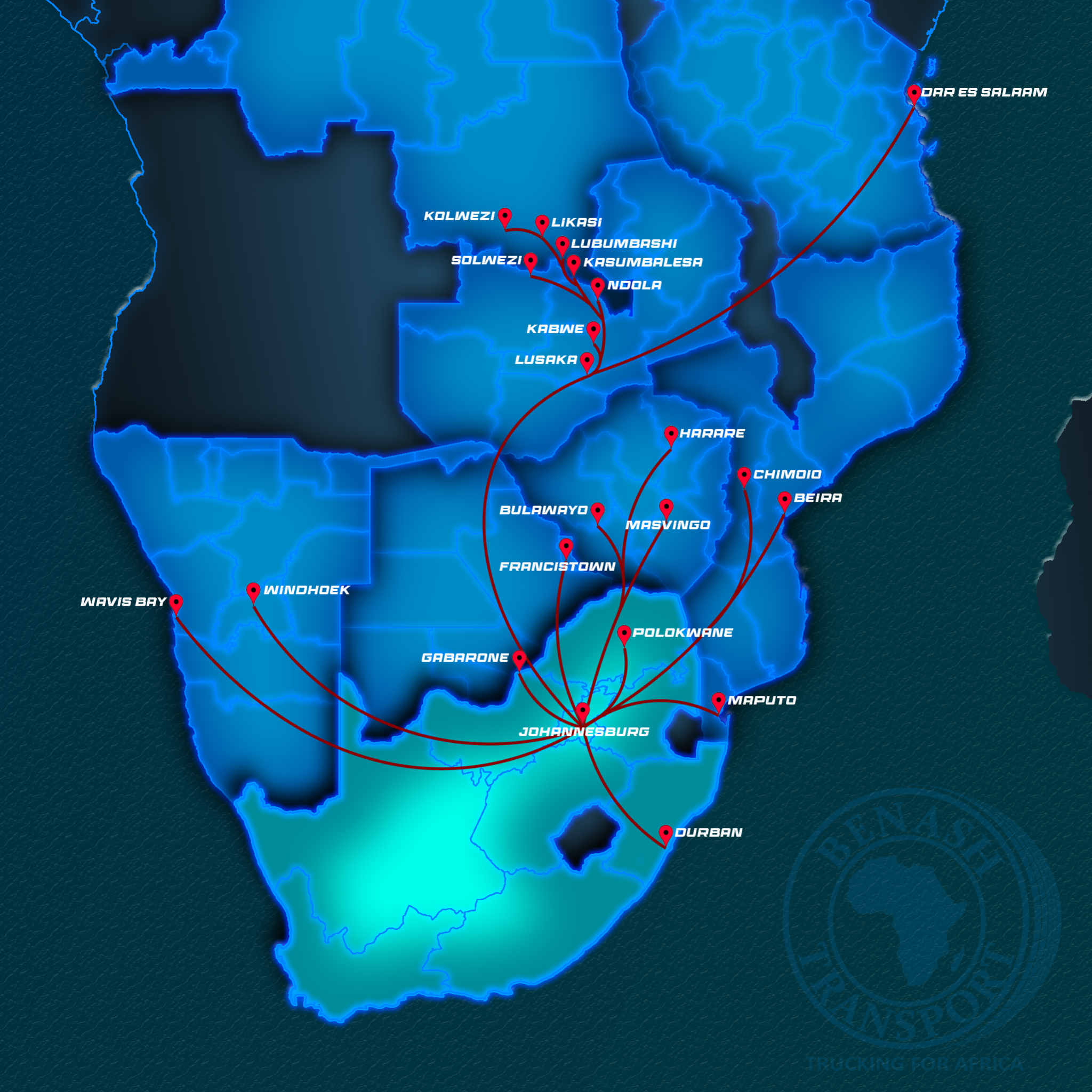 Routes from South Africa